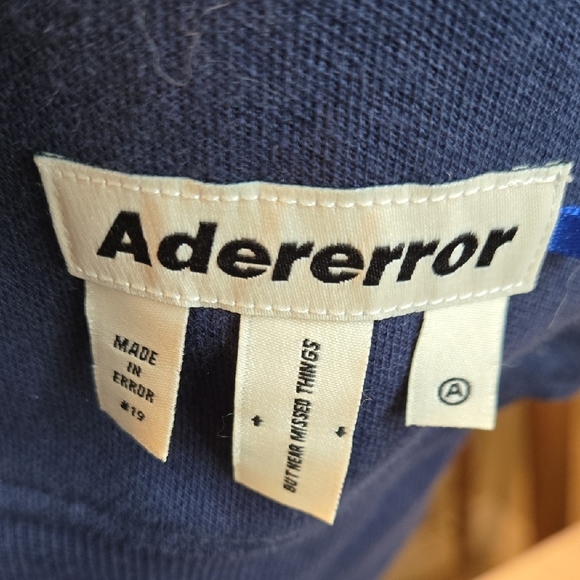 2019 Adererror Navy Blue Zip-Up Front And Rear Hoodie - Picture 6 of 13